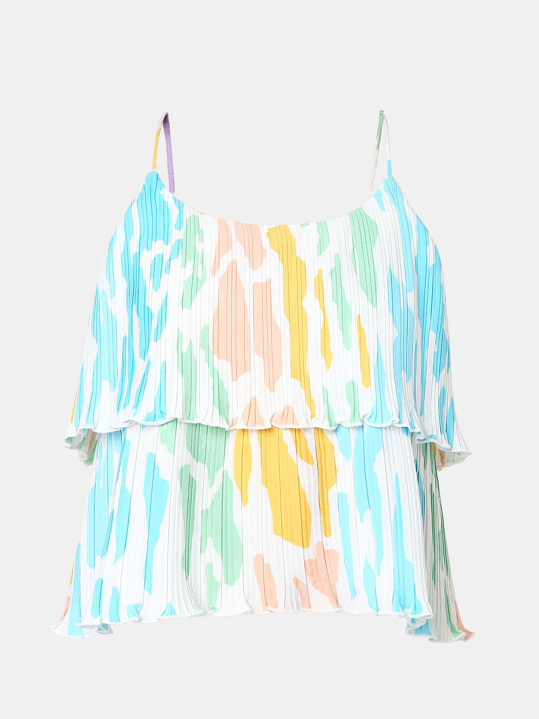 White Colourblocked Plisse Co-Ord Set Top - Image 7