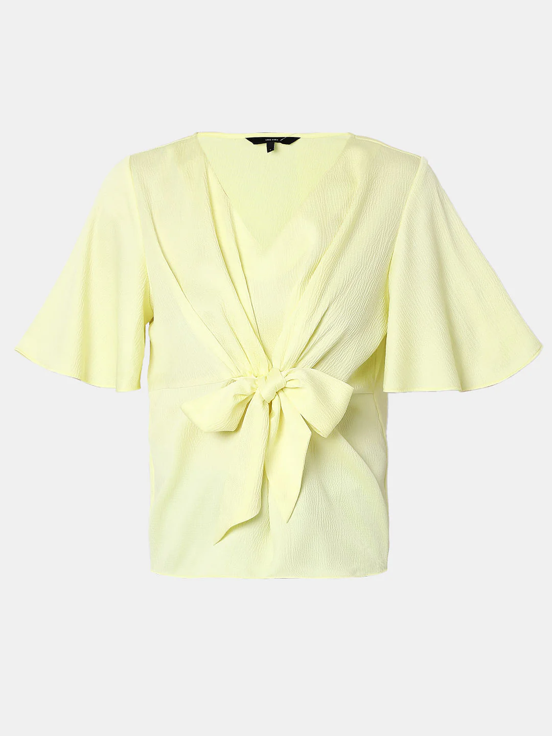 Yellow Textured Front Tie Top - Image 7