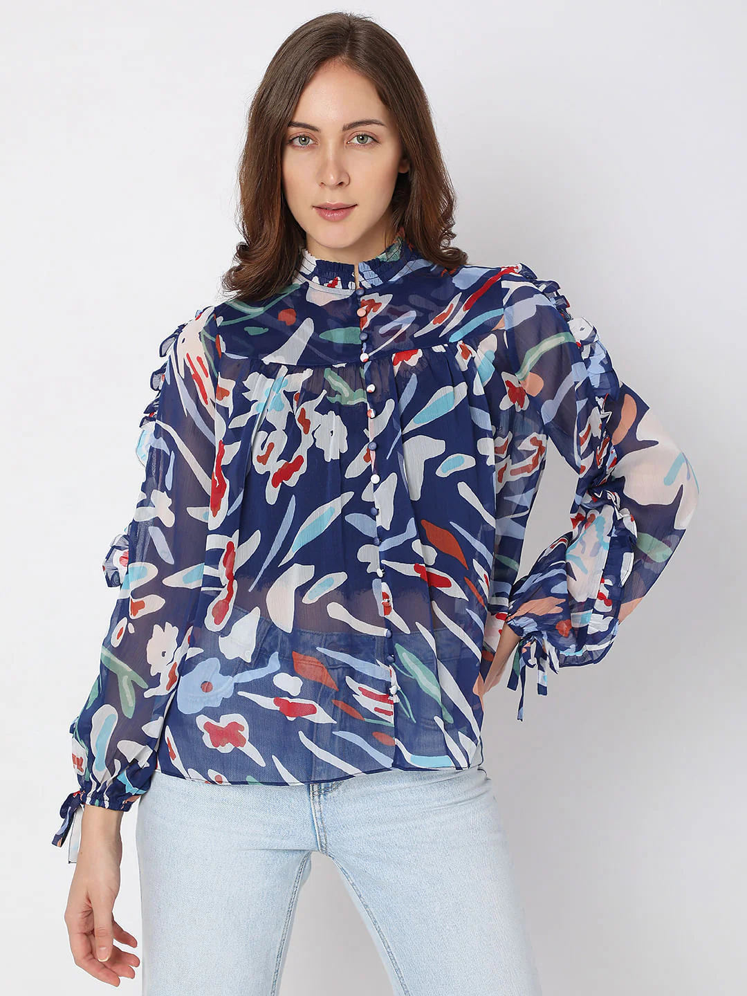 Blue Abstract Print Top - Image 2