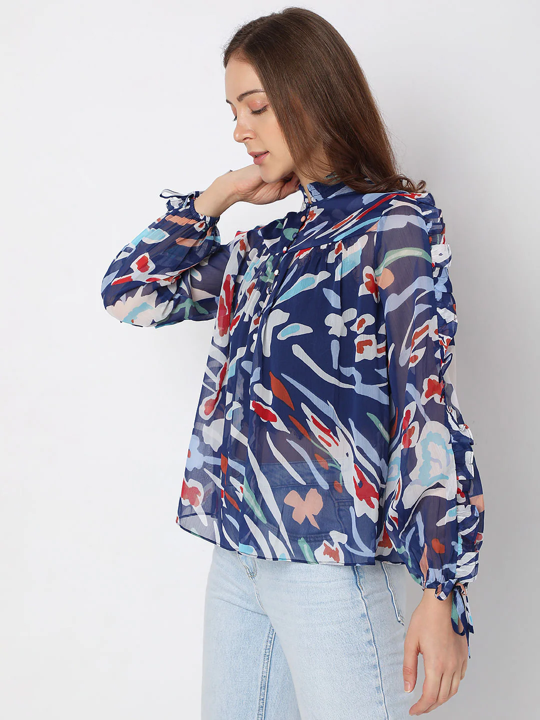 Blue Abstract Print Top - Image 3