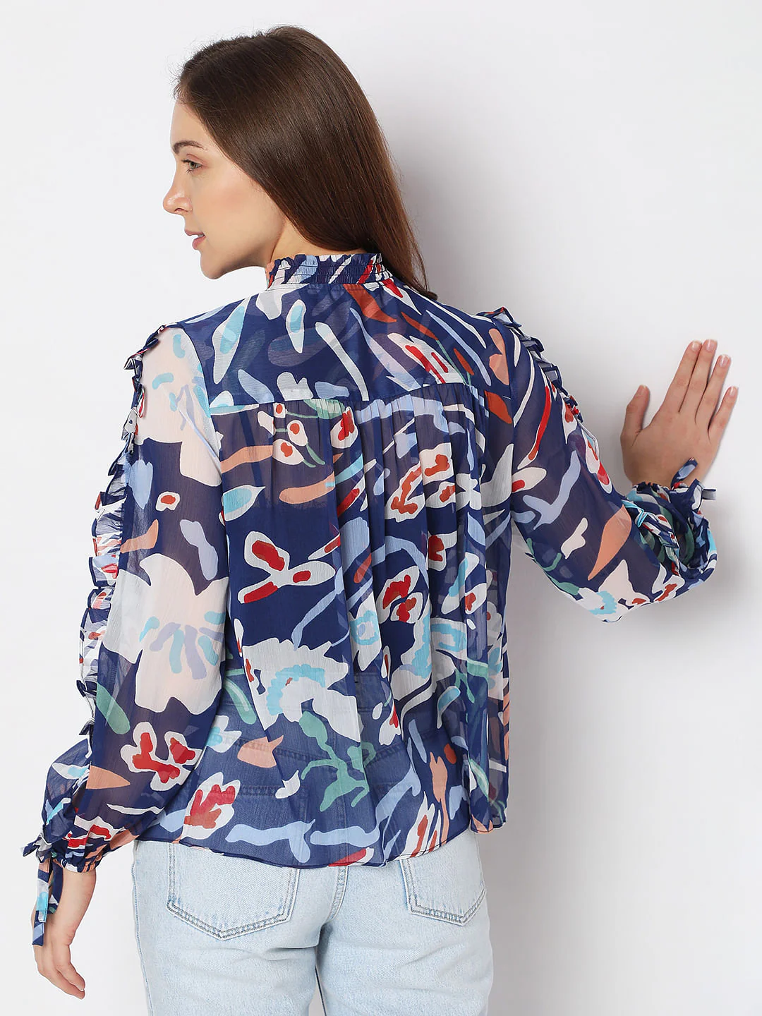 Blue Abstract Print Top - Image 4