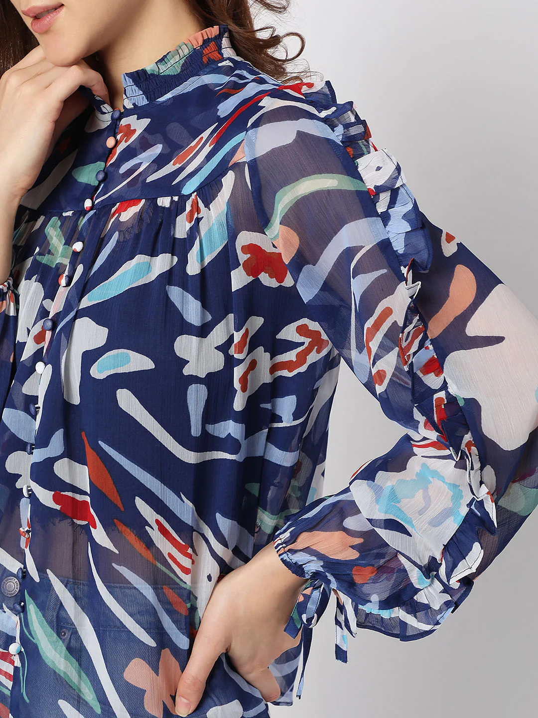 Blue Abstract Print Top - Image 6