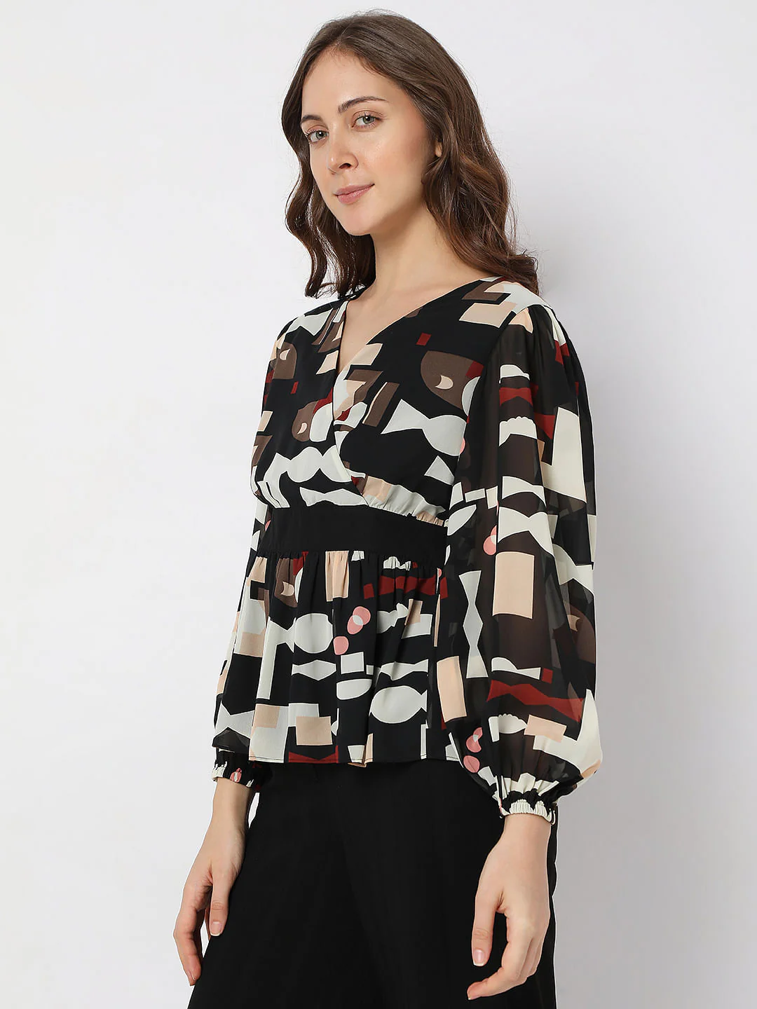 Black Abstract Print Top - Image 3