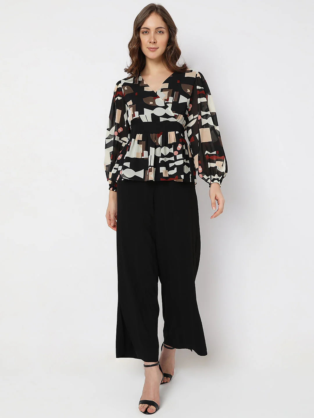 Black Abstract Print Top - Image 5