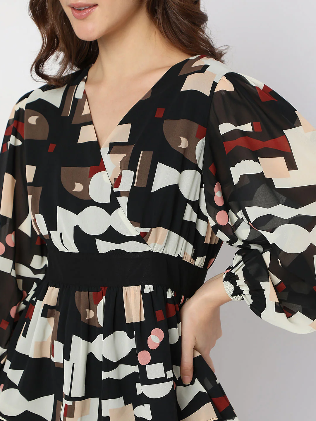 Black Abstract Print Top - Image 6