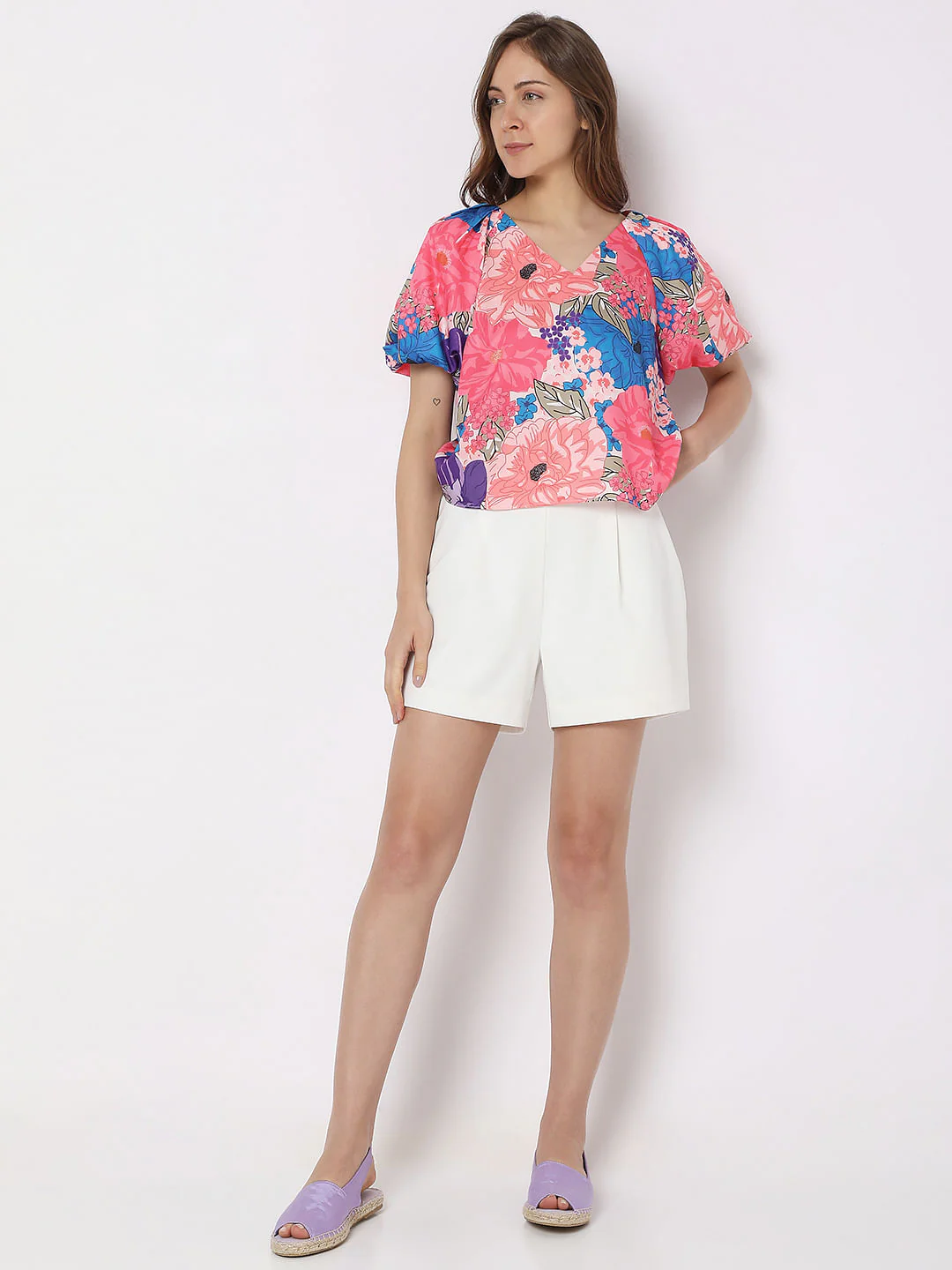 Pink Floral Balloon Sleeve Top - Image 5