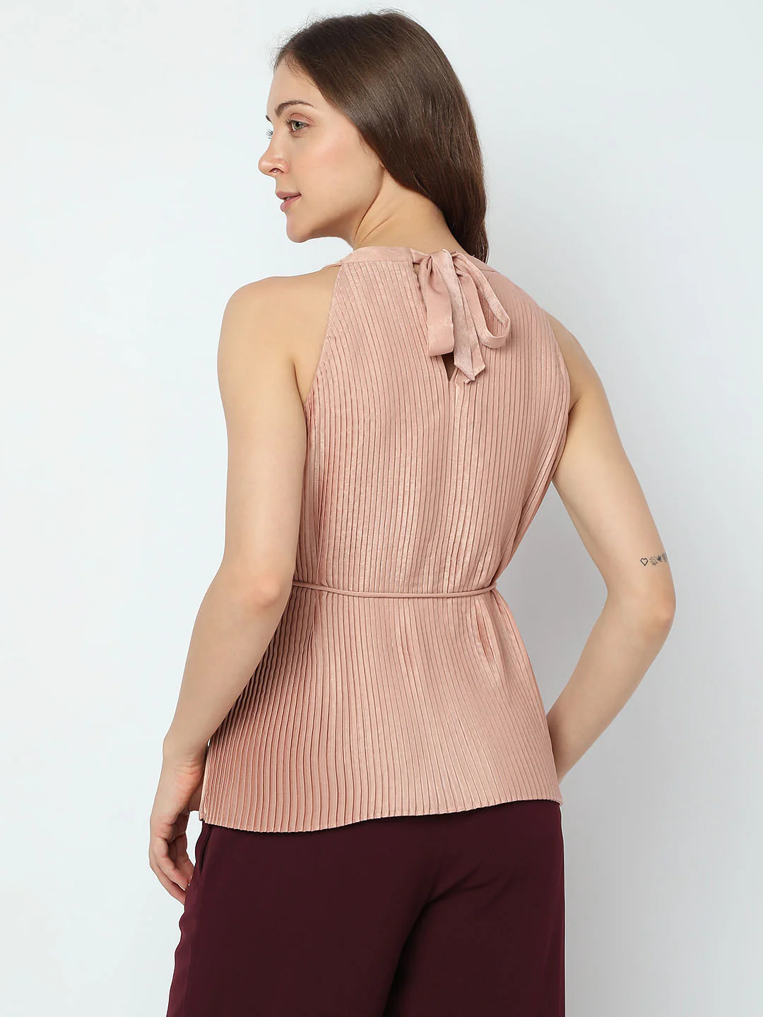 Pink Plisse Halter Neck Top - Image 4