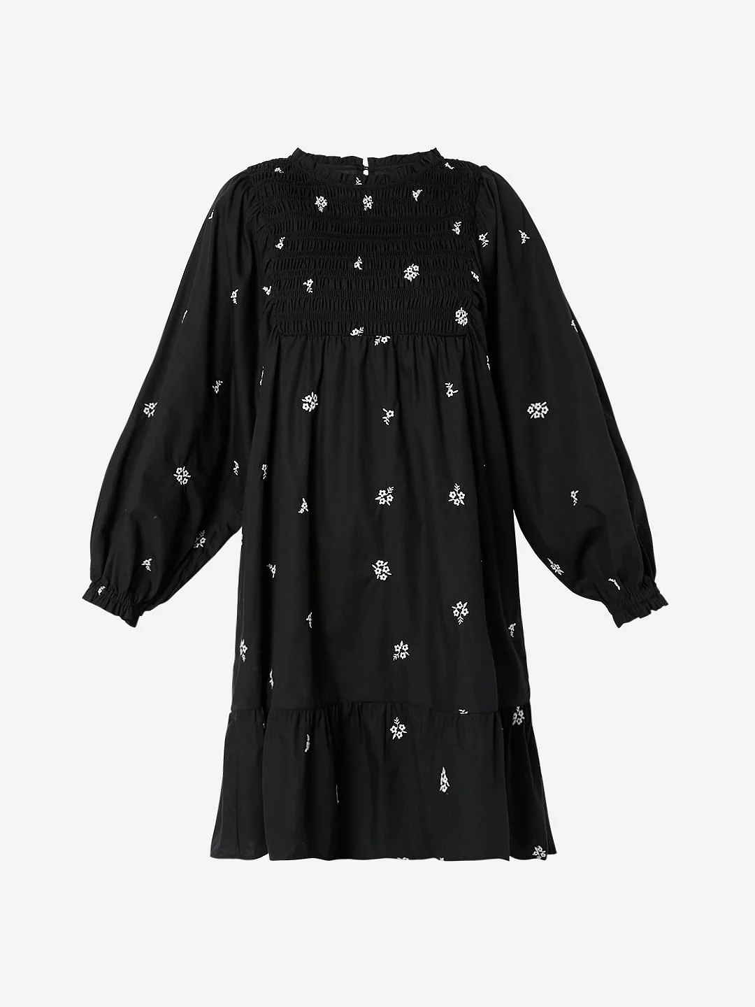 Black Floral Embroidery Dress - Image 7