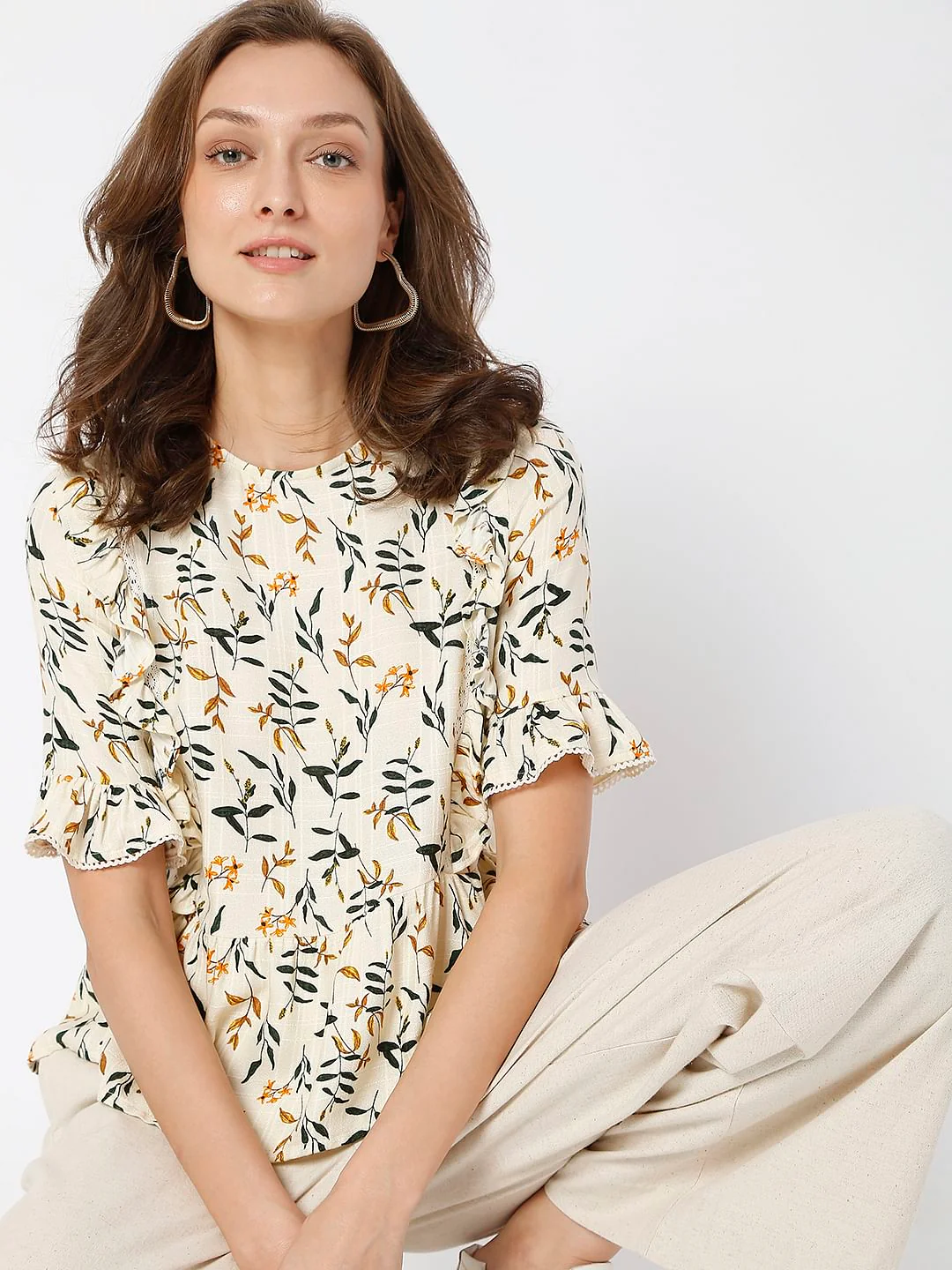 Beige Floral Top