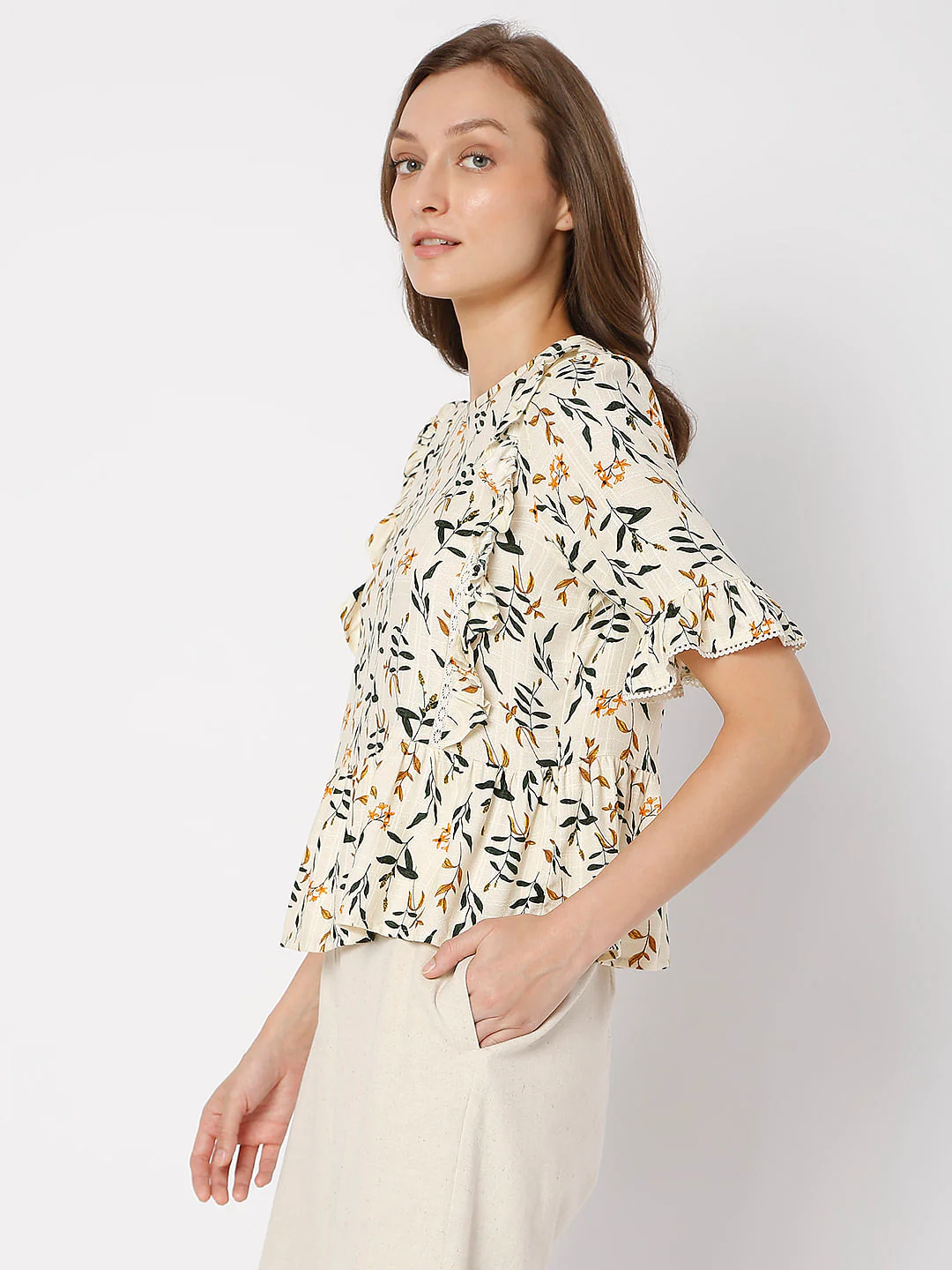 Beige Floral Top - Image 3