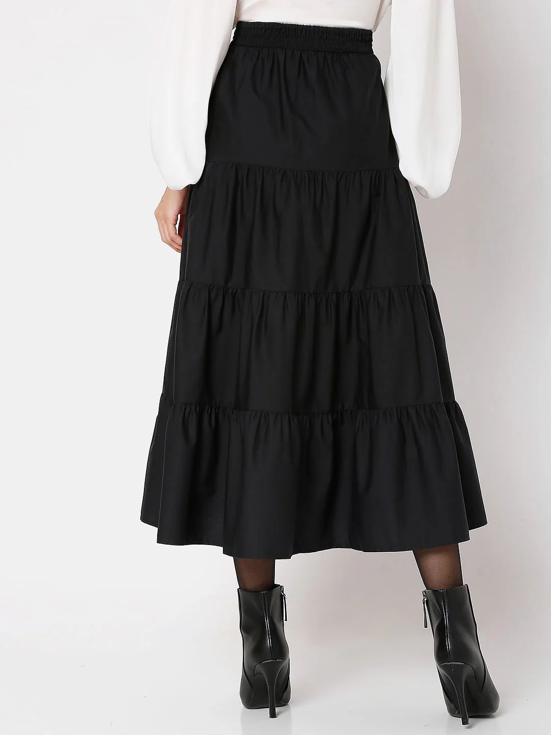 Black High Rise Tiered Skirt - Image 4