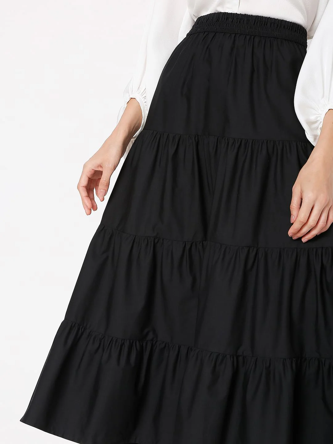 Black High Rise Tiered Skirt - Image 5