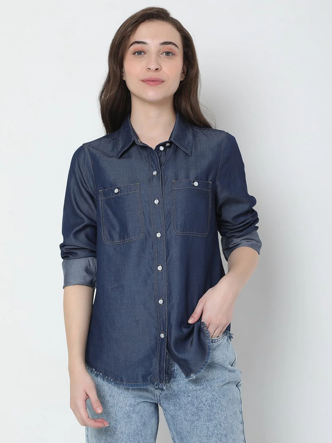 Dark Blue Denim Shirt - Image 2