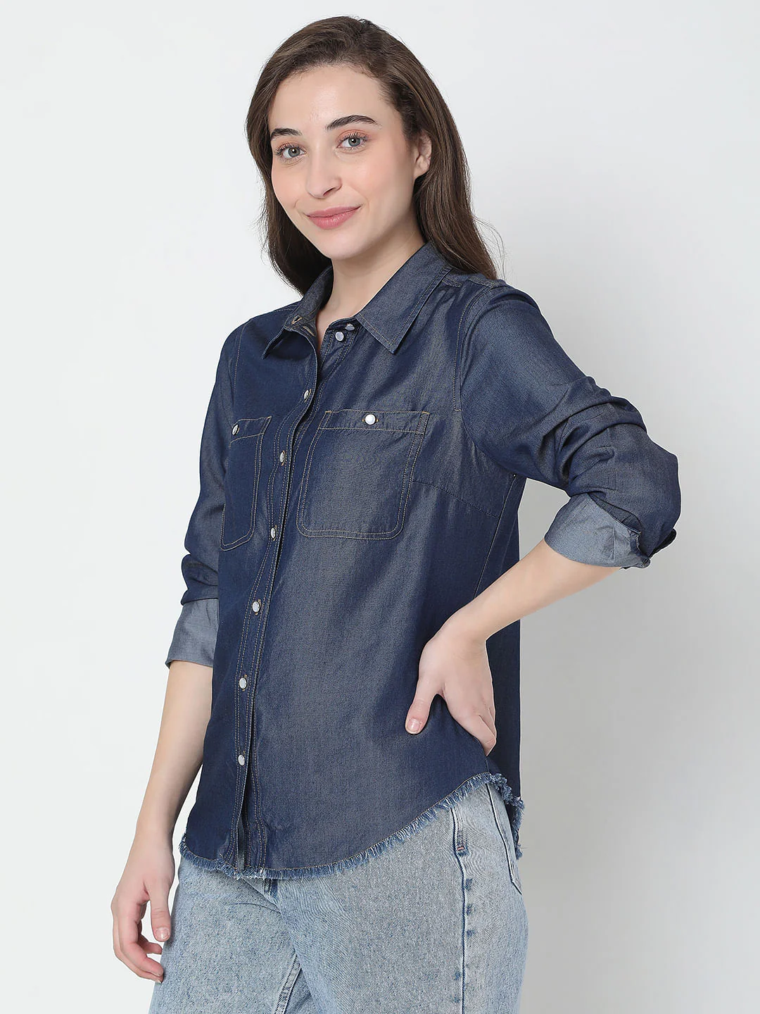 Dark Blue Denim Shirt - Image 3