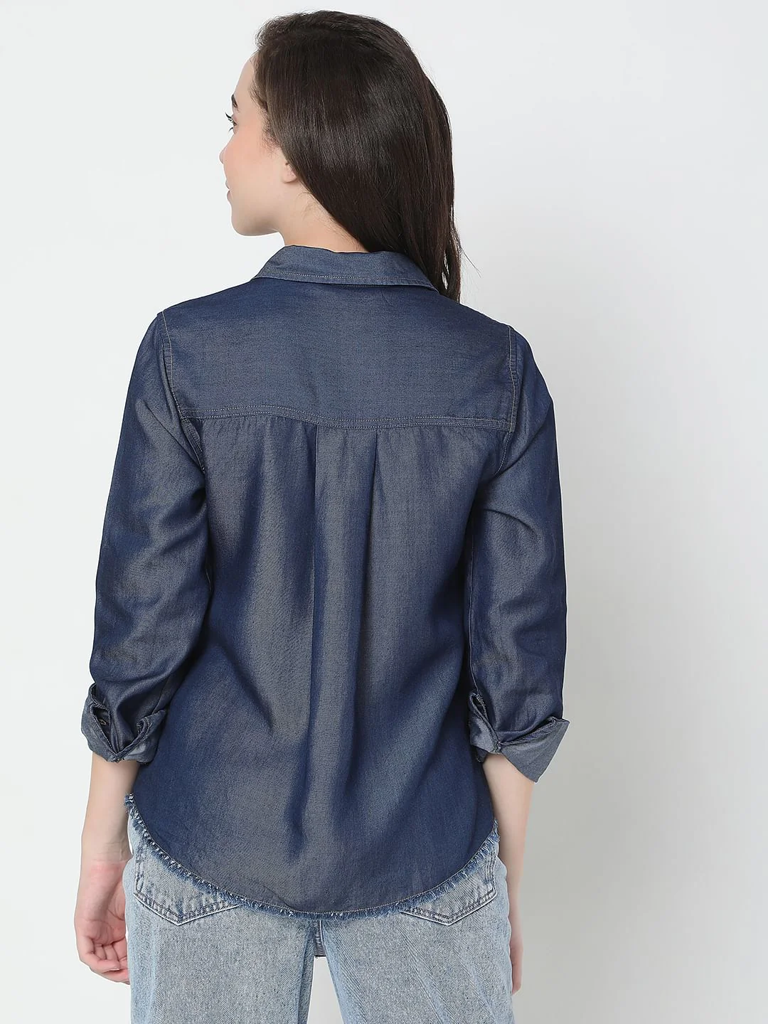 Dark Blue Denim Shirt - Image 4