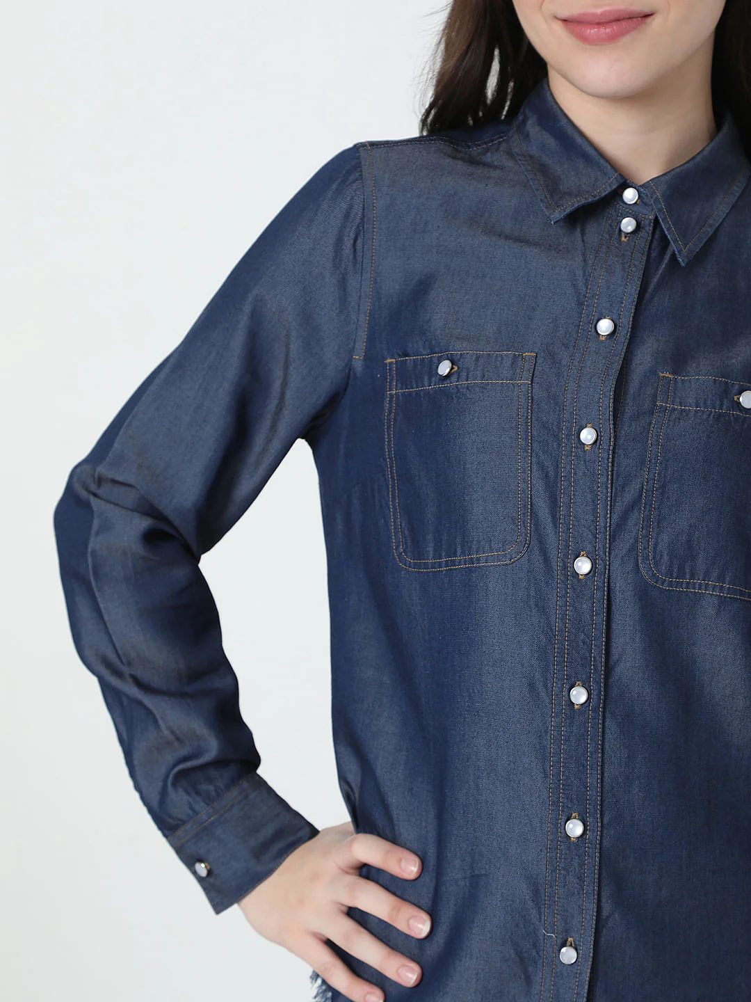 Dark Blue Denim Shirt - Image 6