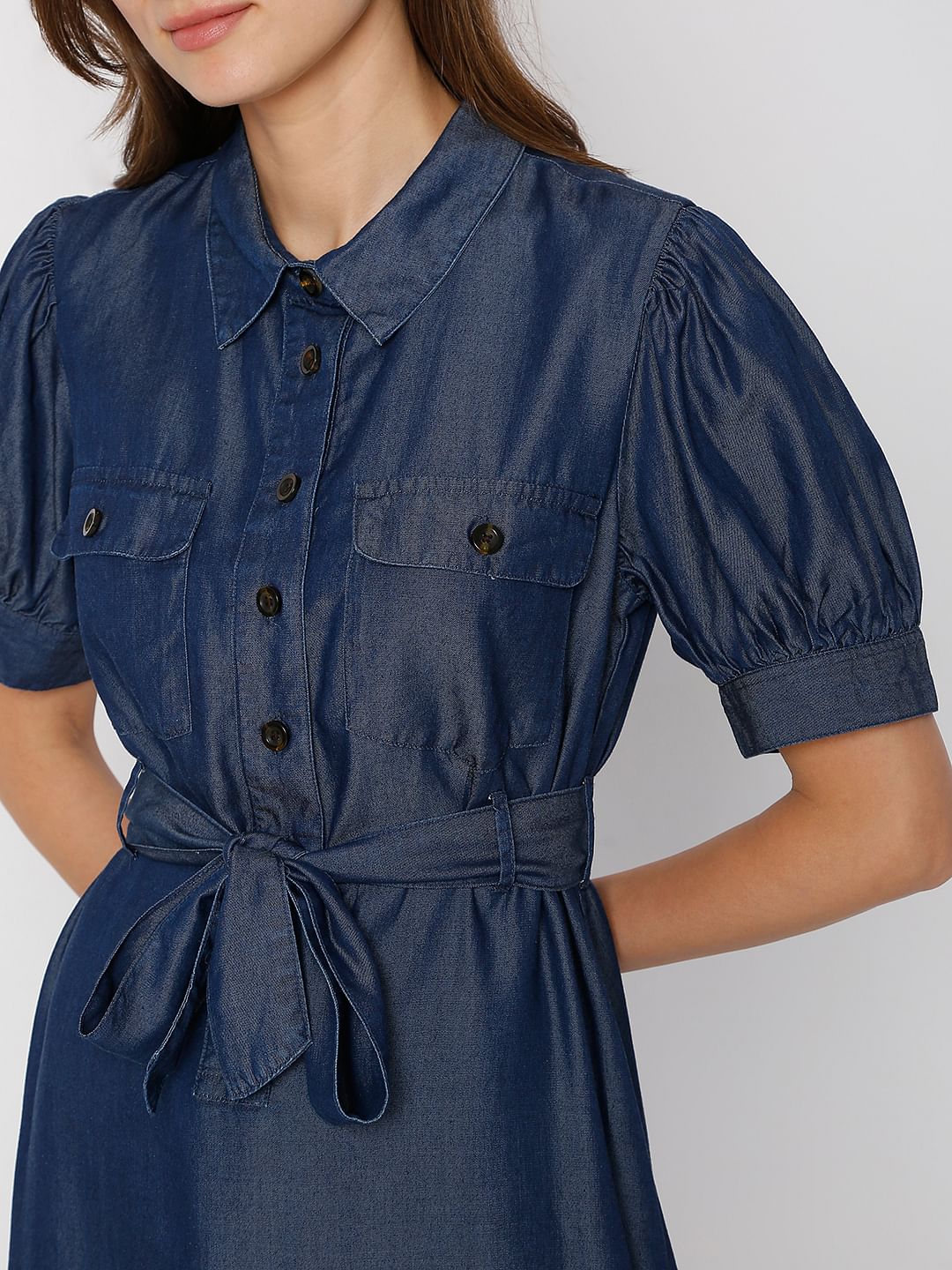 Blue Denim Midi Dress - Image 5
