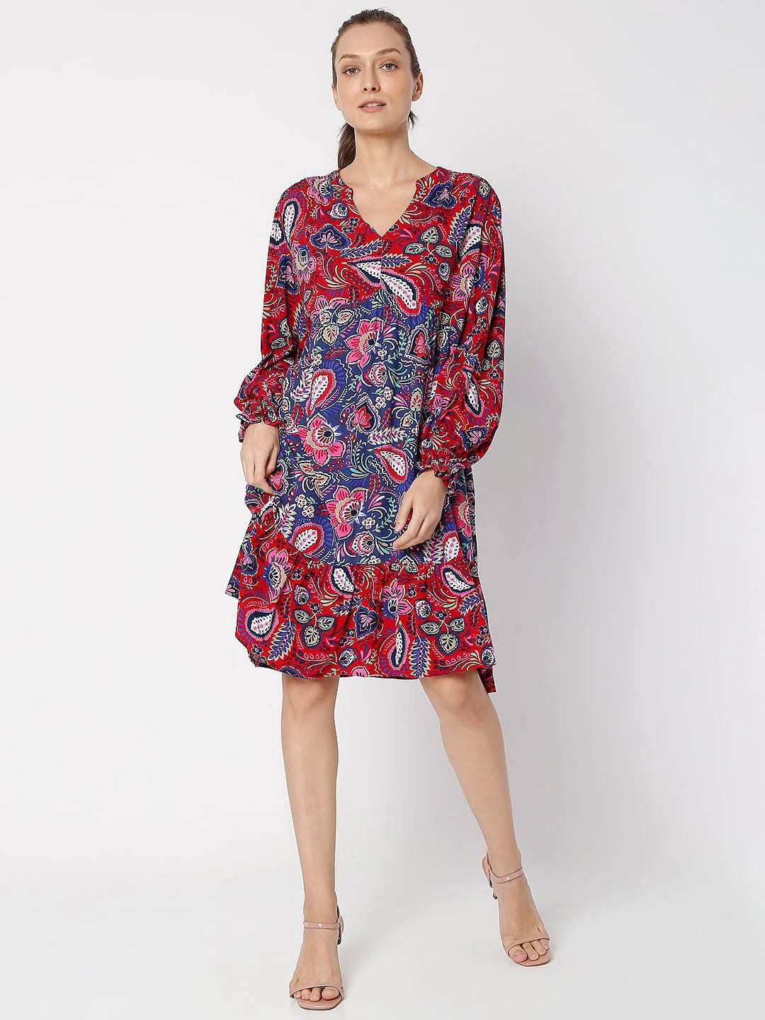 Red Bohemian Print Shift Dress - Image 2