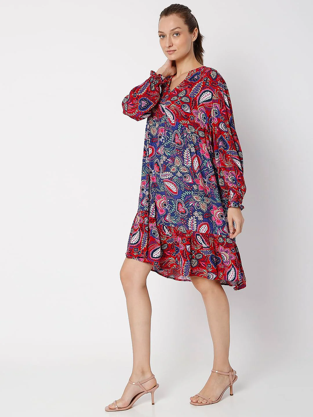 Red Bohemian Print Shift Dress - Image 3