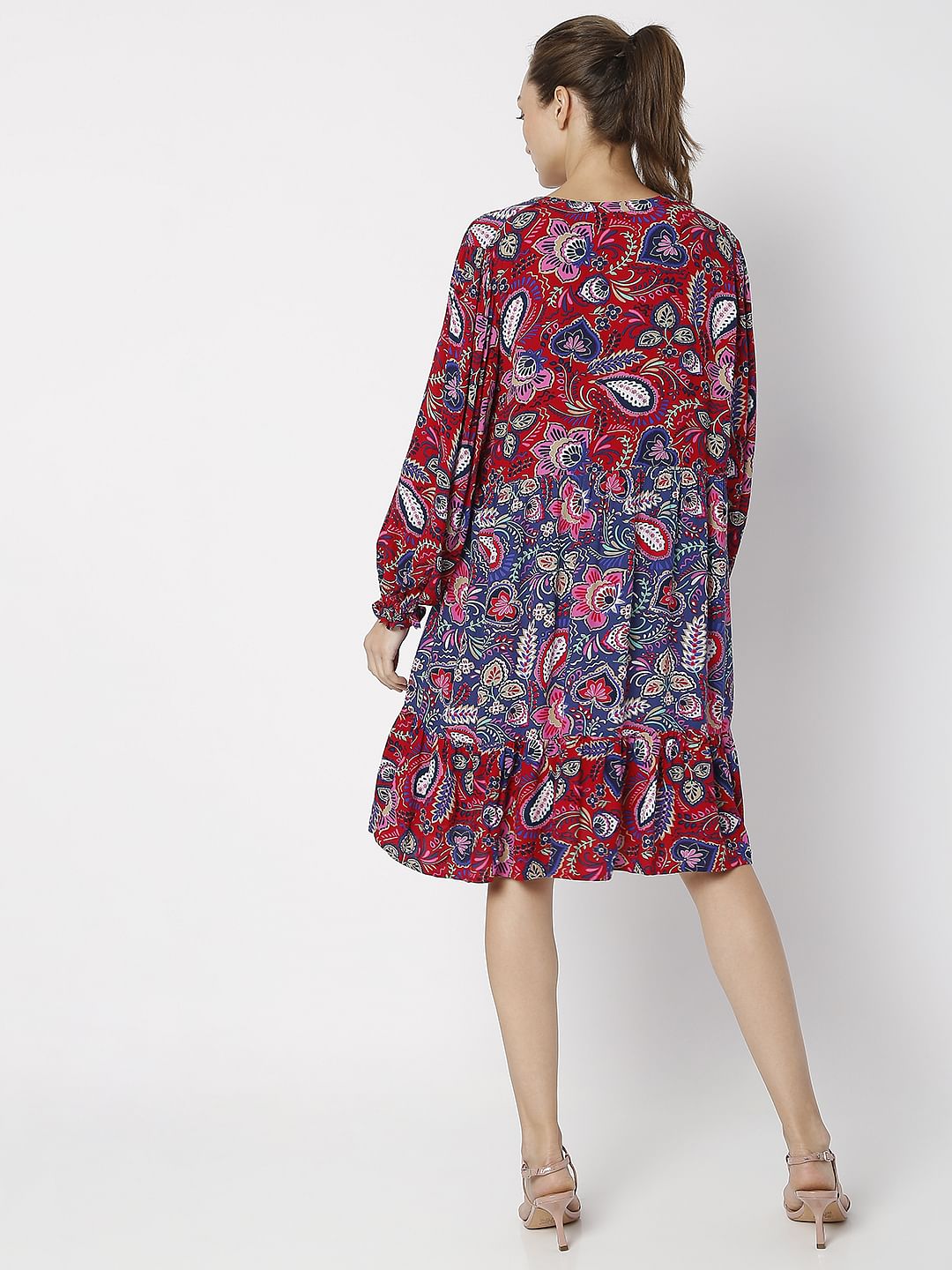 Red Bohemian Print Shift Dress - Image 4