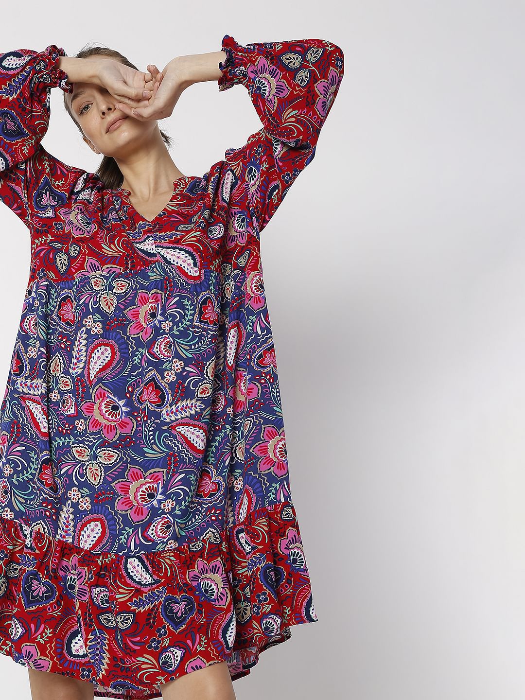 Red Bohemian Print Shift Dress - Image 5