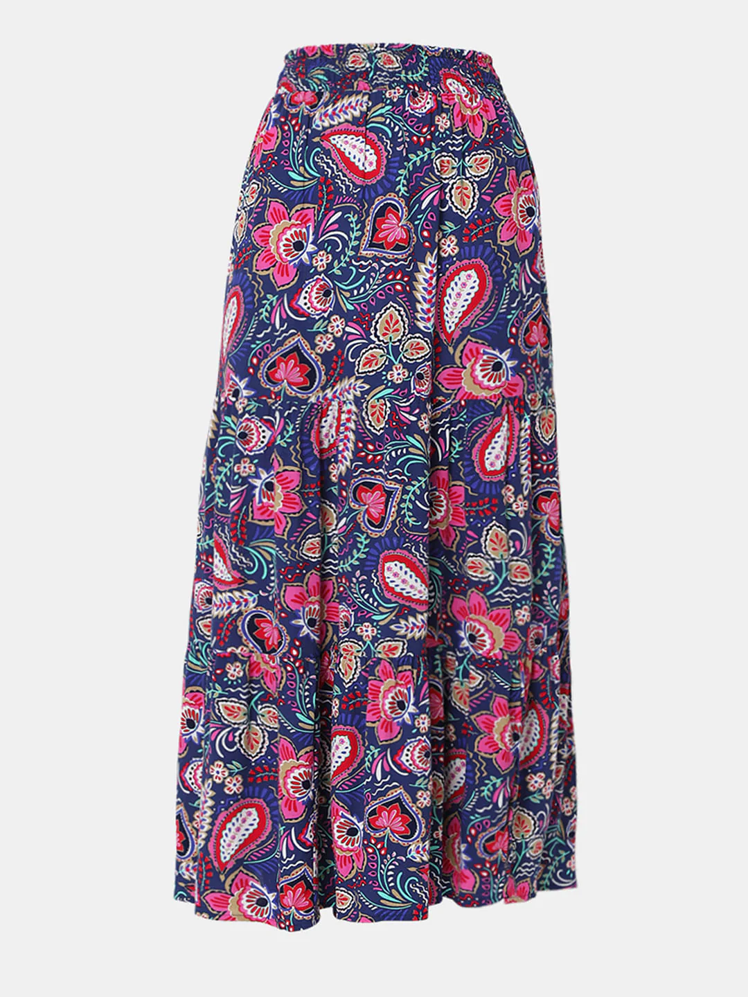 Blue Floral Print Midi Skirt - Image 7