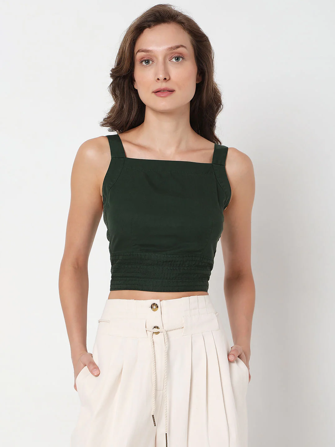 Green Strappy Crop Top - Image 2