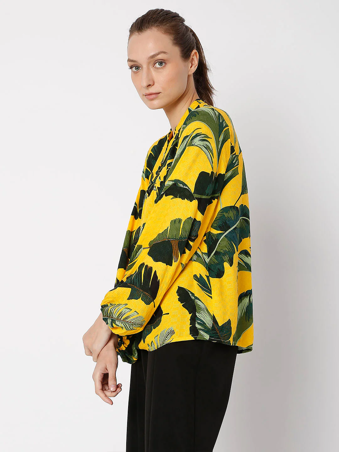 Yellow Tropical Print Top - Image 3