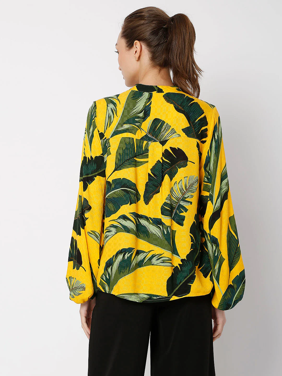 Yellow Tropical Print Top - Image 4