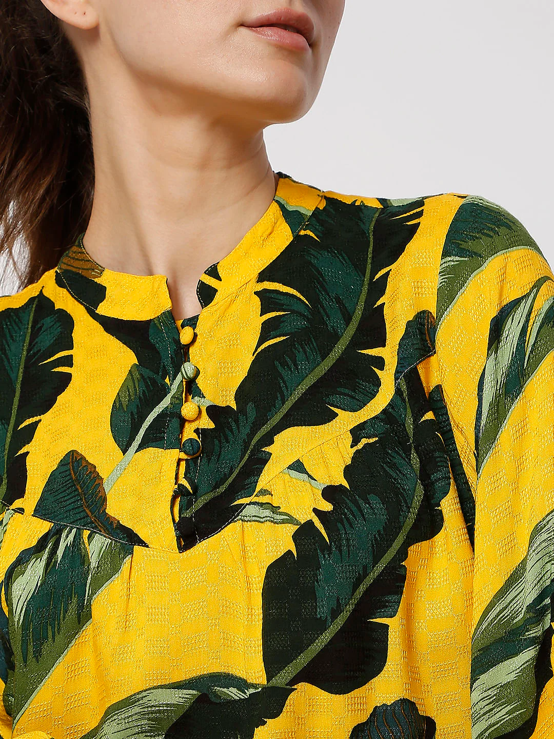 Yellow Tropical Print Top - Image 5