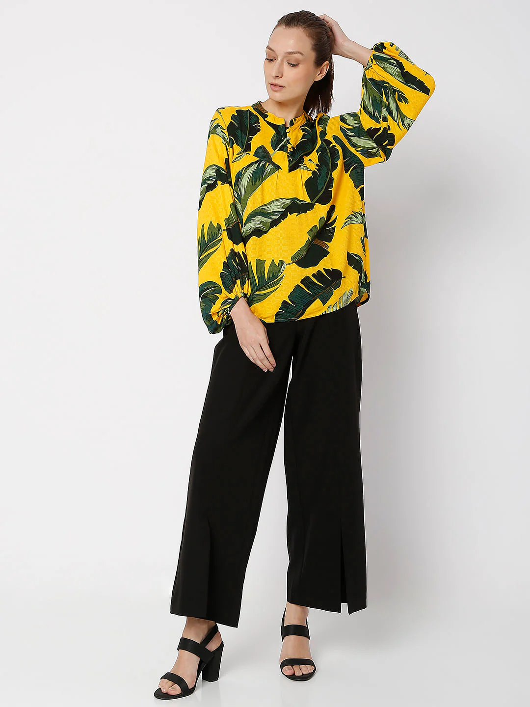 Yellow Tropical Print Top - Image 6