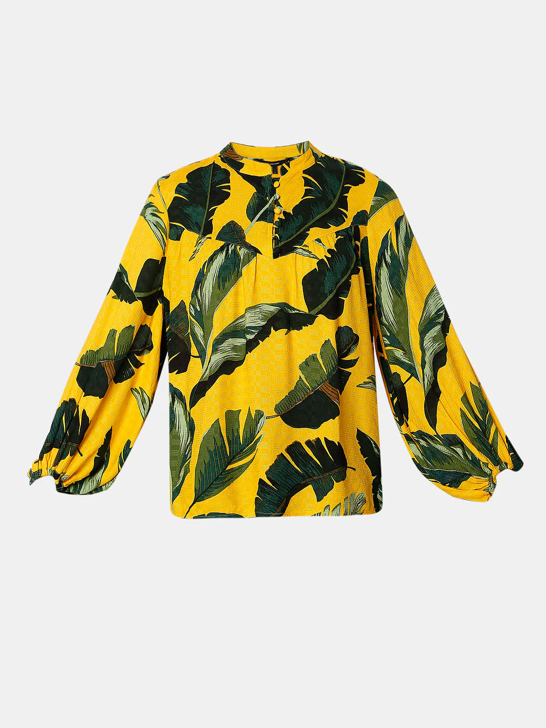 Yellow Tropical Print Top - Image 7