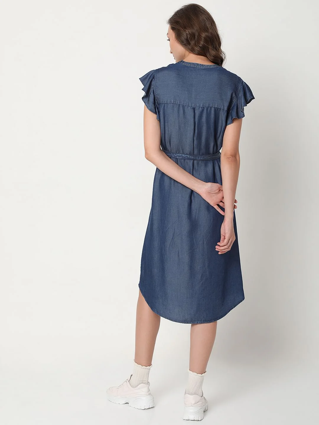 Blue Denim Midi Dress - Image 4