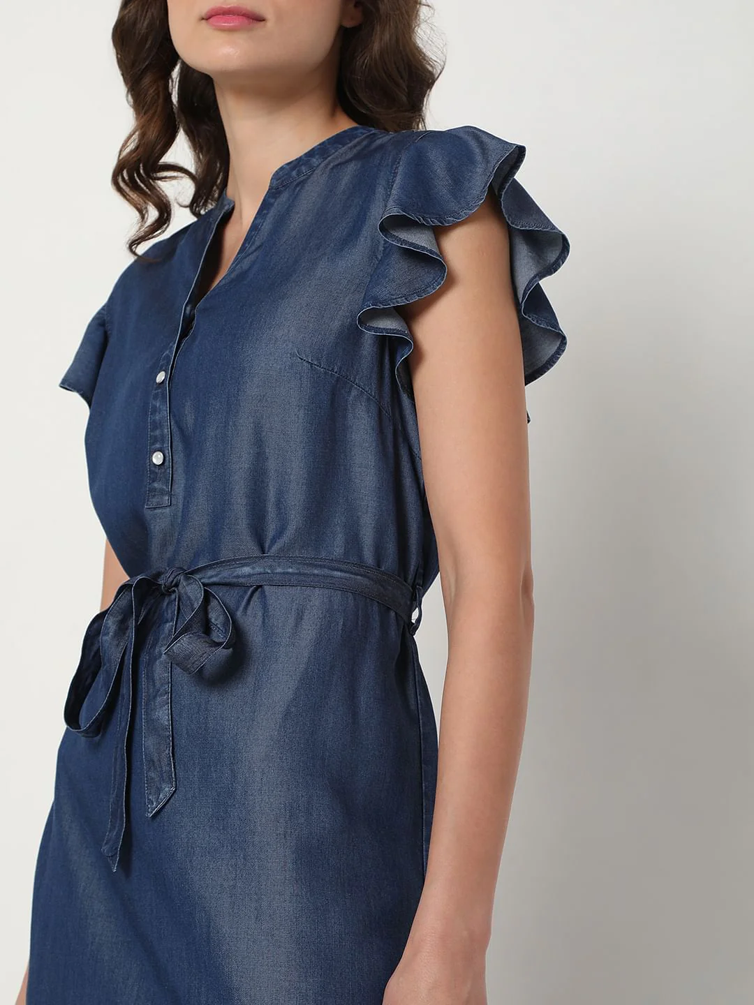 Blue Denim Midi Dress - Image 5