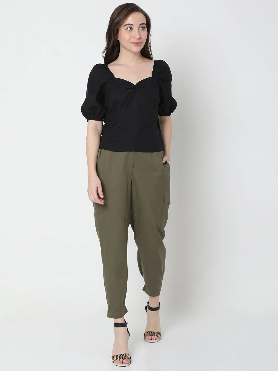 Black Puff Sleeves Top - Image 5