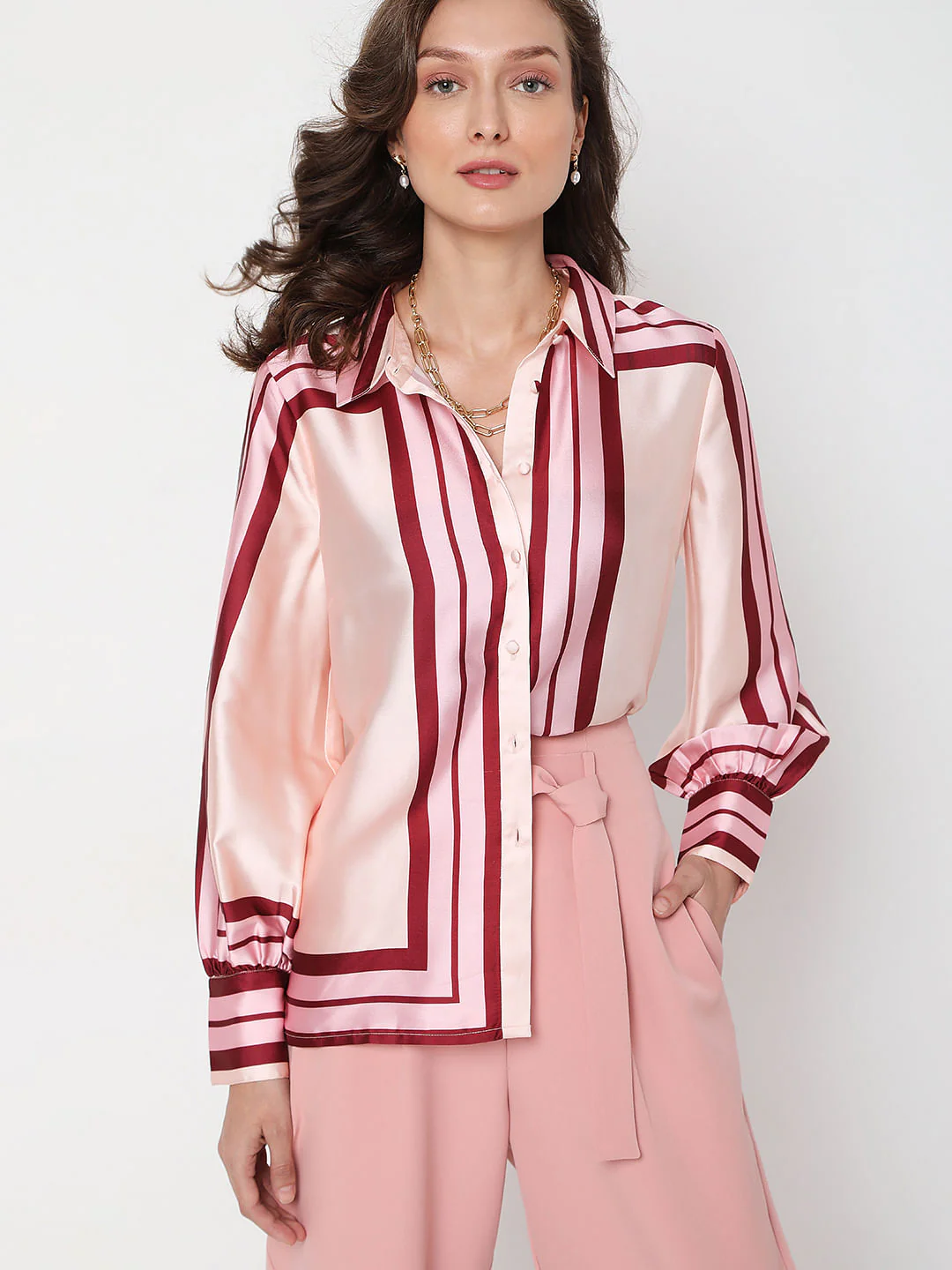 Pink Colourblocked Shirt