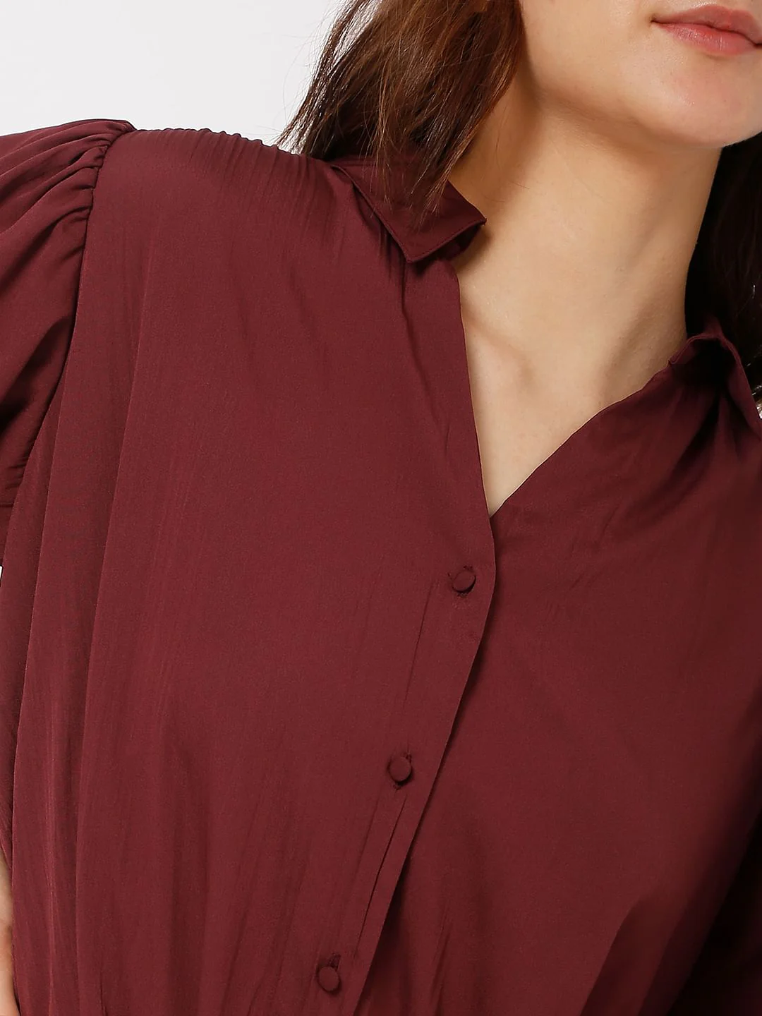 Dark Red Shirt Dress - Image 6