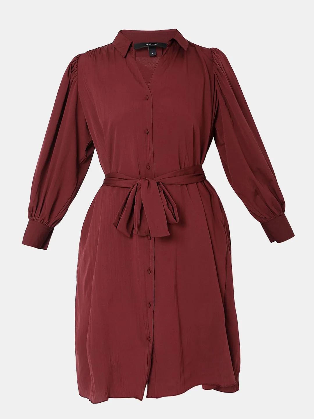 Dark Red Shirt Dress - Image 7