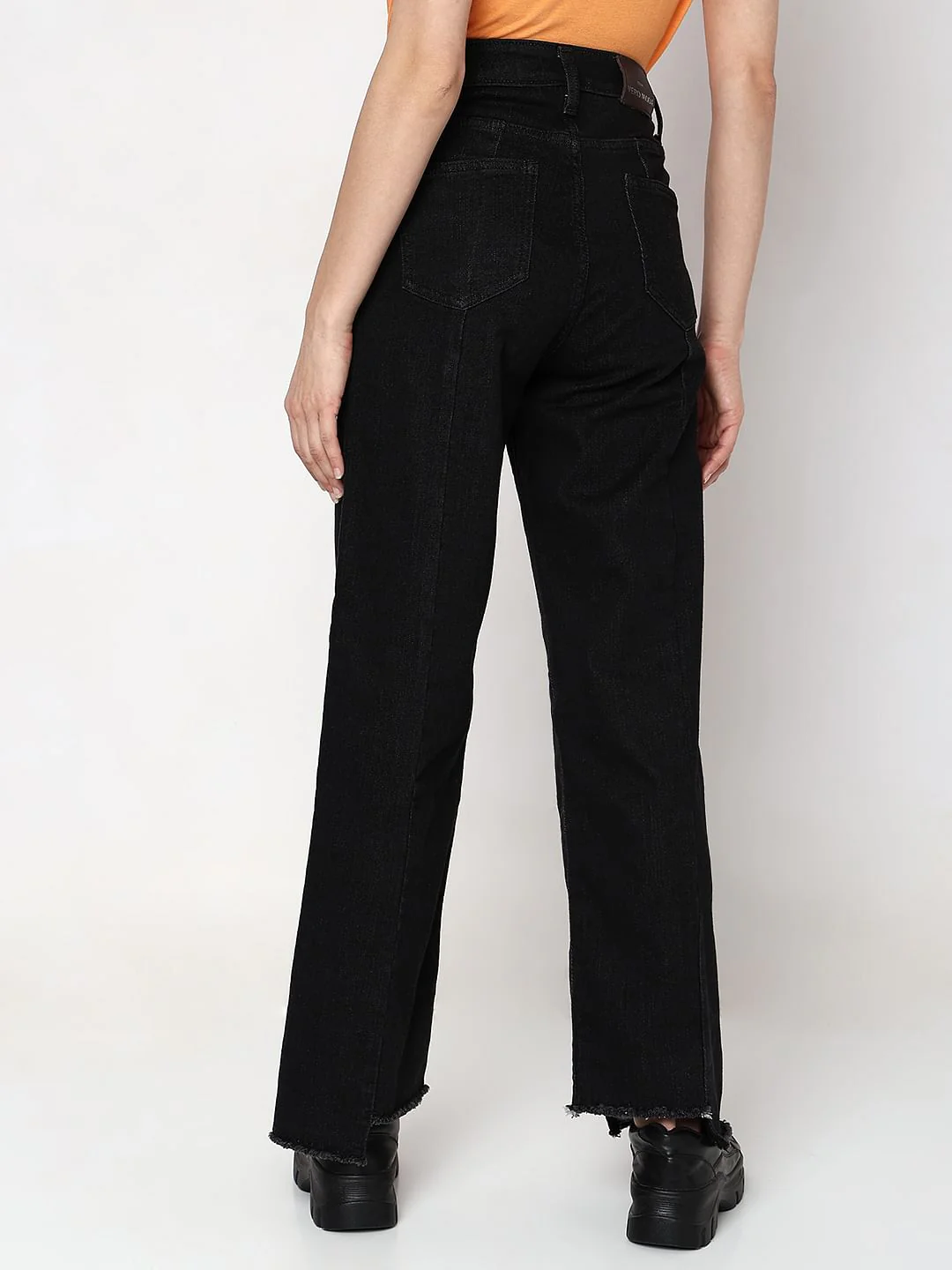 Black Raw Edge Jade Straight Fit Jeans - Image 4