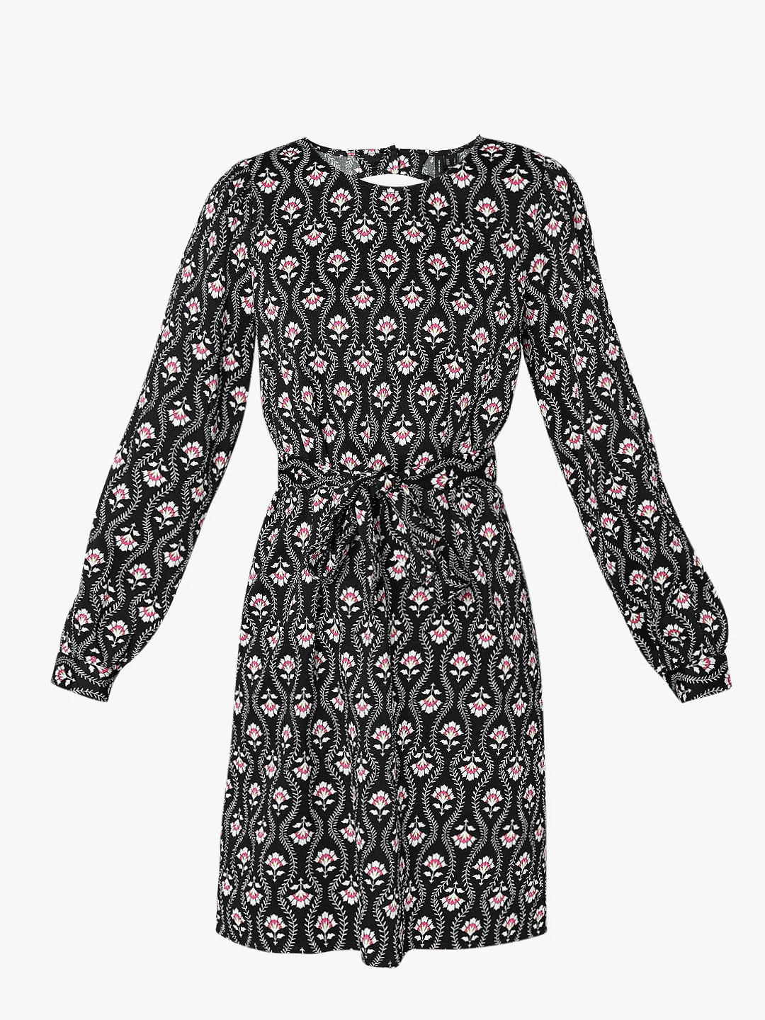 Black Floral Print Dress - Image 7