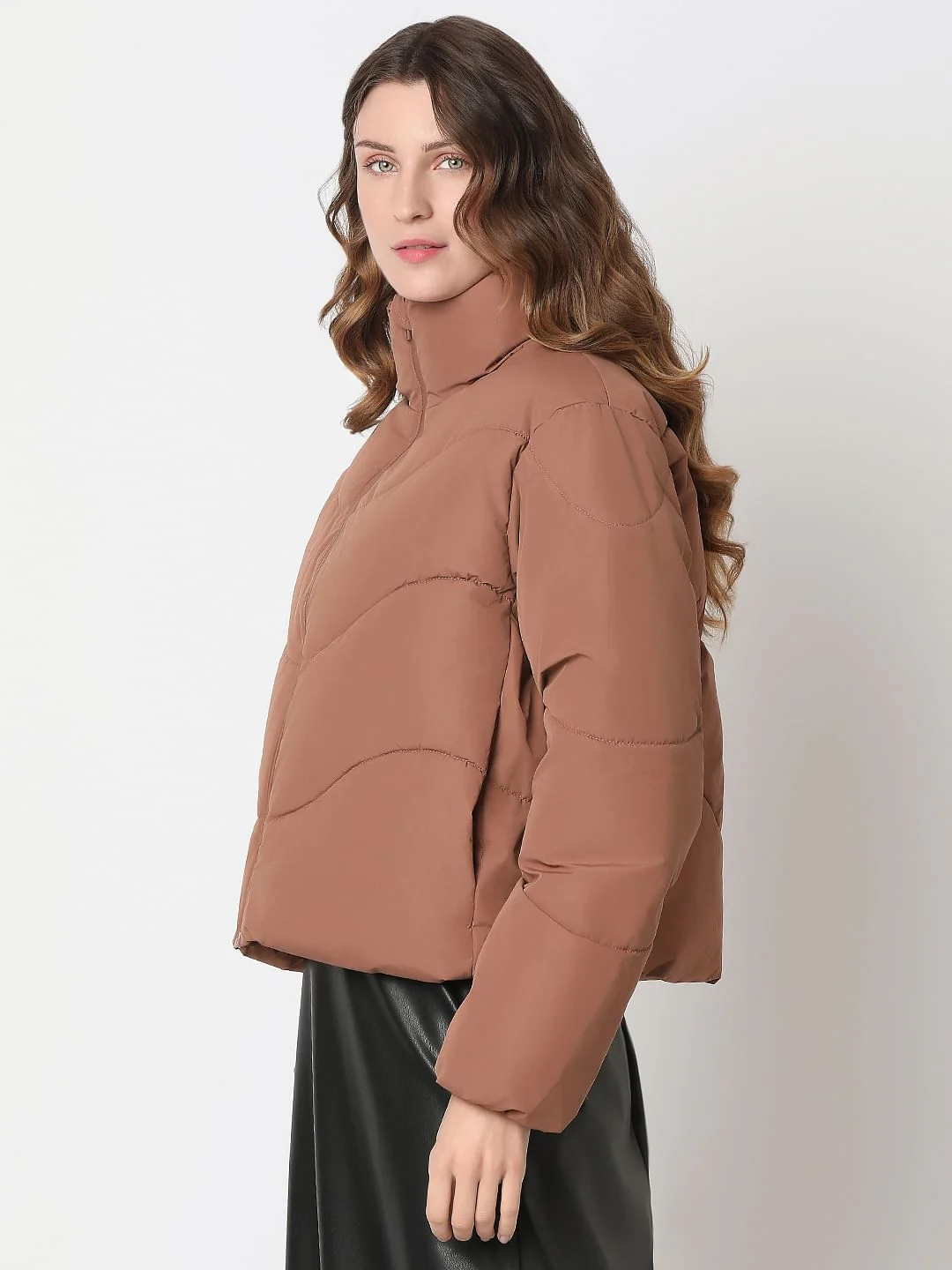 Brown Short Puffer Jacket - Image 3
