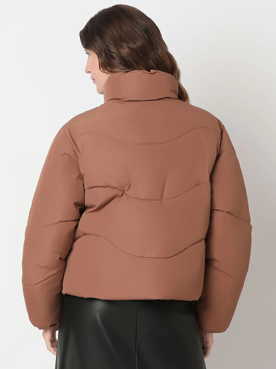 Brown Short Puffer Jacket - Image 4