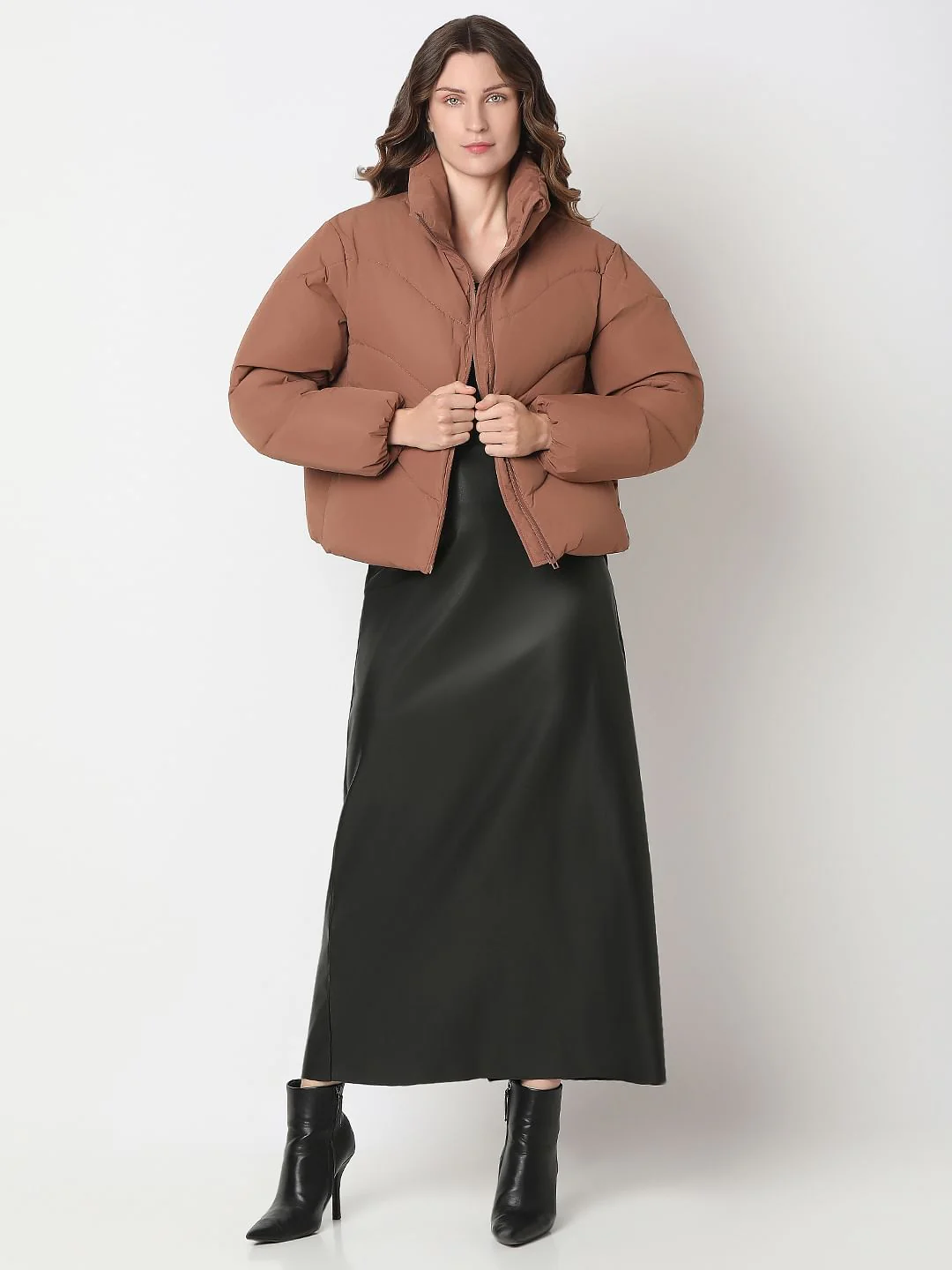 Brown Short Puffer Jacket - Image 5