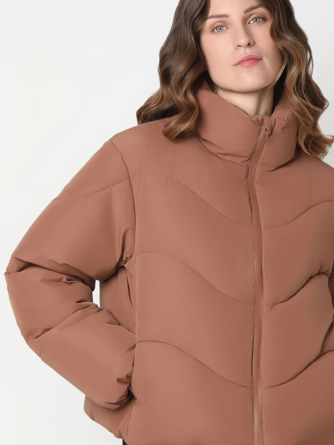 Brown Short Puffer Jacket - Image 6