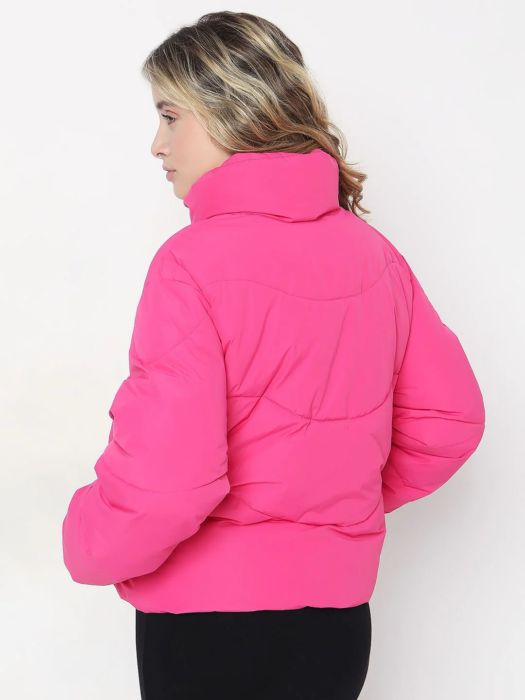Magenta Pink Puffer Jacket - Image 4
