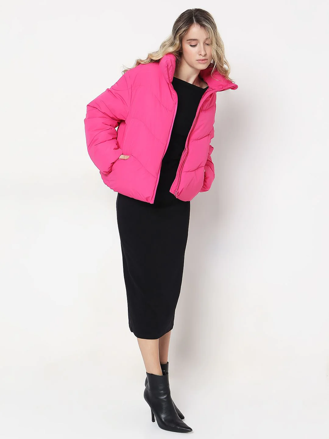 Magenta Pink Puffer Jacket - Image 5