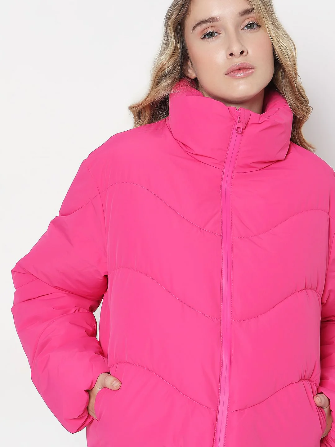 Magenta Pink Puffer Jacket - Image 6
