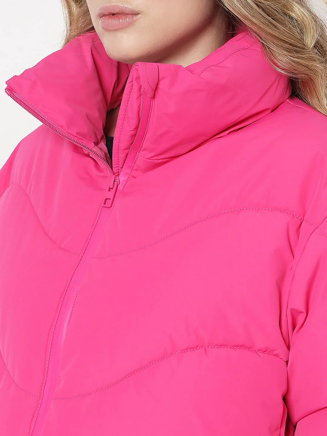 Magenta Pink Puffer Jacket - Image 8