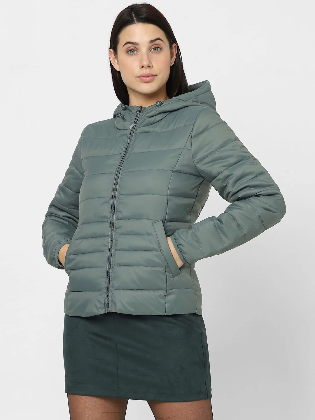 Teal Hooded Puffer Jacket - Image 2