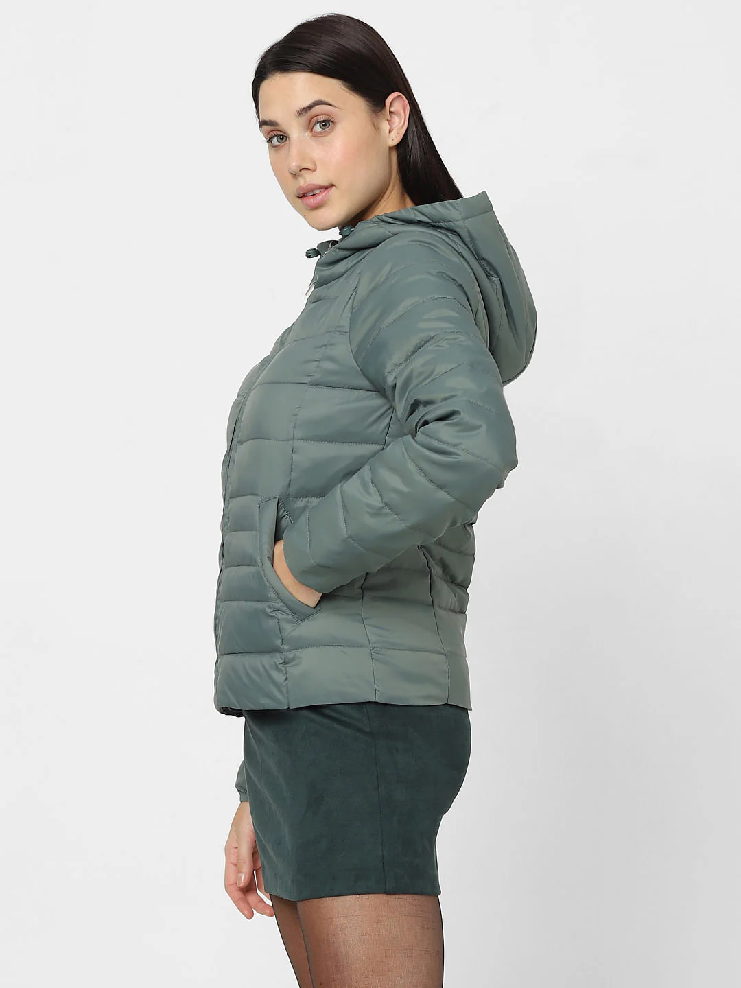 Teal Hooded Puffer Jacket - Image 3